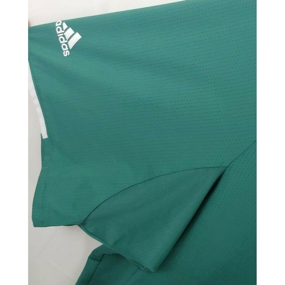 Adidas Mens Polo Golf Shirt XL Climacool Green Embroidered Logo Short Sleeve - Picture 2 of 5